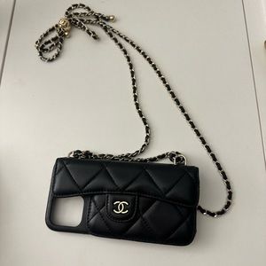 Chanel iPhone 12 Pro Max phone case with chain quilted lamb skin